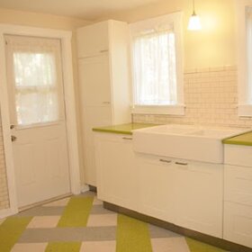kitchen with subway tiles