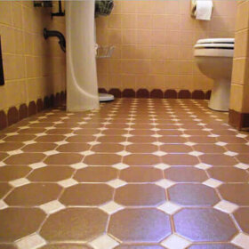 octagon and dot bathroom tile with pleasing wall edge