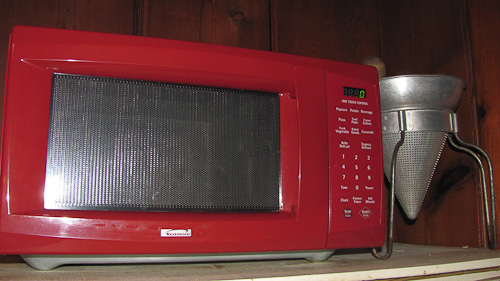 red microwave oven
