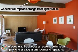 retro orange accent wall
