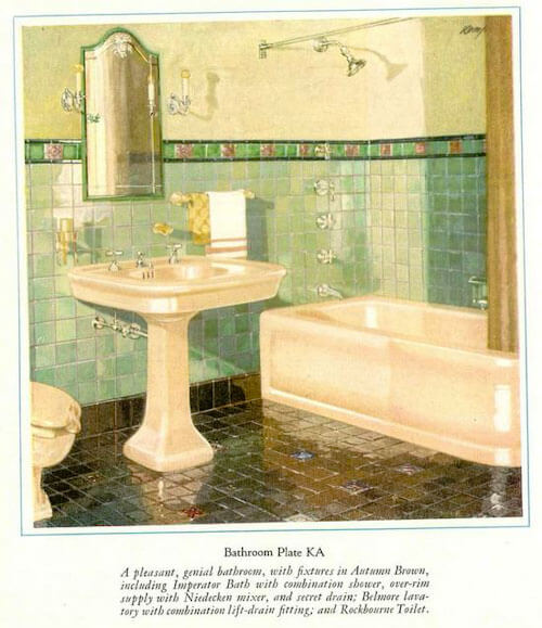Kohler Autumn Brown tub sink and toilet from 1927