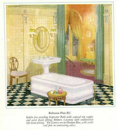 kohler sink and bathtub in Heritage Blue color from 1927