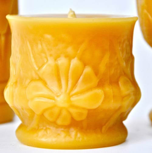 mid century cast beeswax candle