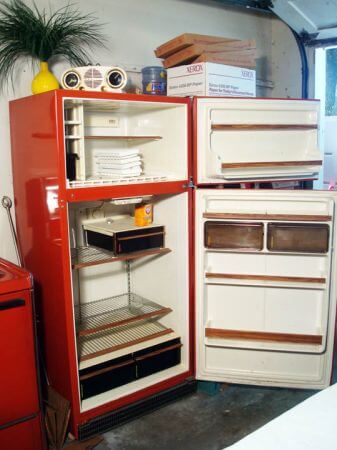 vintage red refrigerator