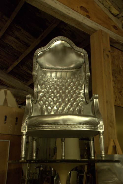 vintage silver throne chair
