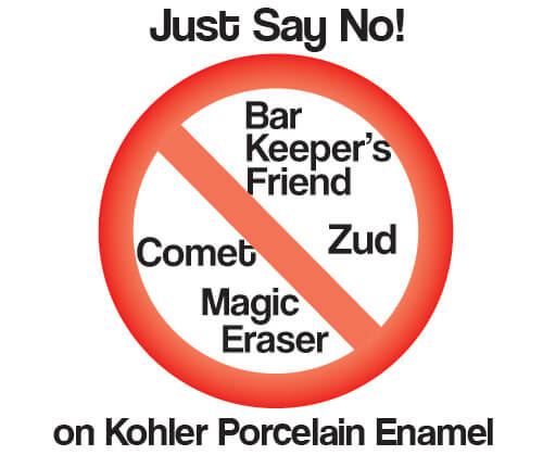 do not use comet zud bar keepers friend magic eraser on porcelain enamel