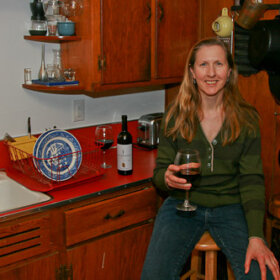 bonnie jo campbell in her red kitchen