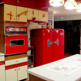retro red country kitchen