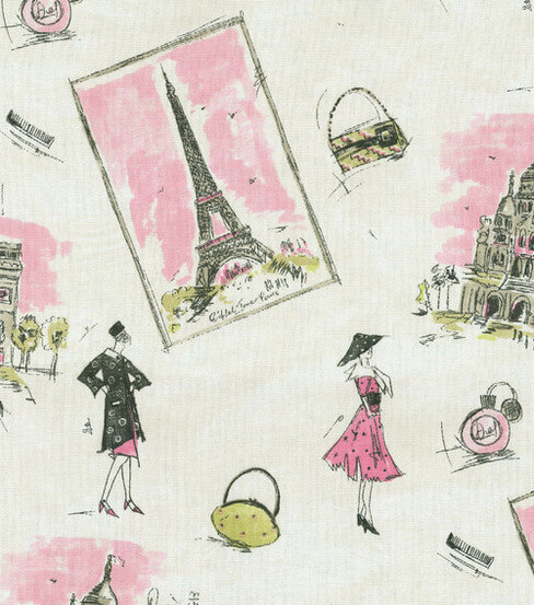 fabric with scenes of paris