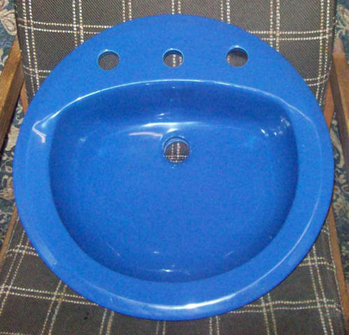 Dark blue 19 round 8 inch spread lavatory sink