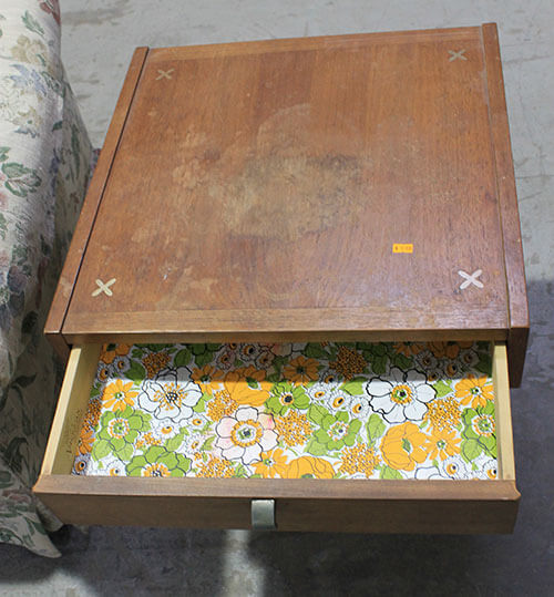 mid-century-end-table-with-flowered-drawerpaper