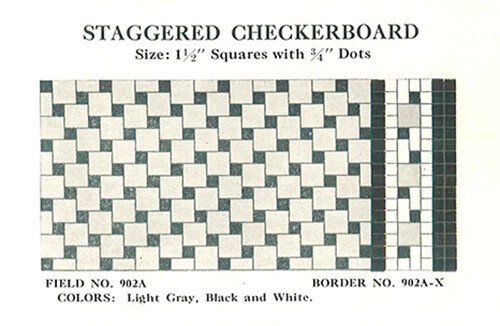 Staggered-checkerboard-black-and-white-vintage-tile