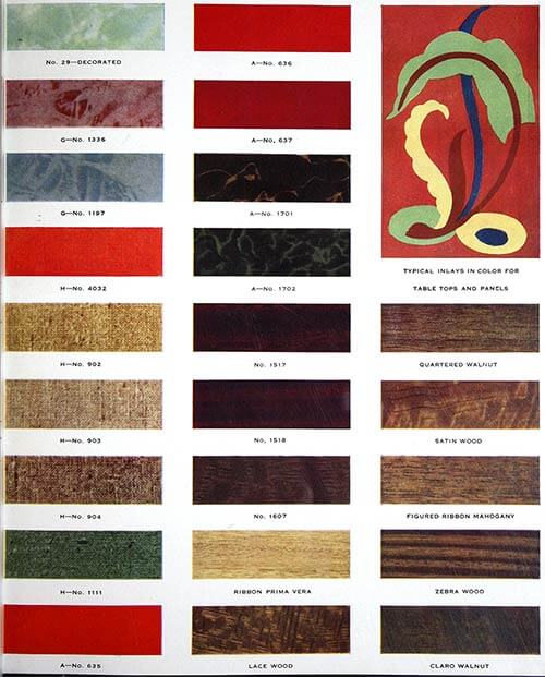 vintage formica 1930s color chart