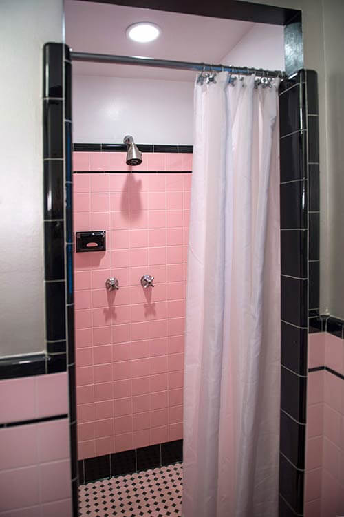 vintage-black-white-and-pink-shower-retro