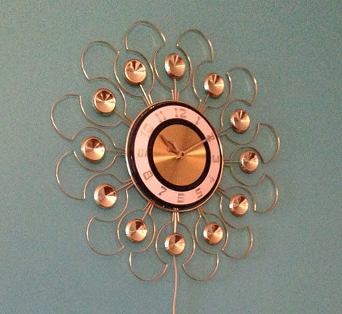 Retro Wall Clock Starburst Decorative Home Decor Clocks Vintage Gold 430mm 