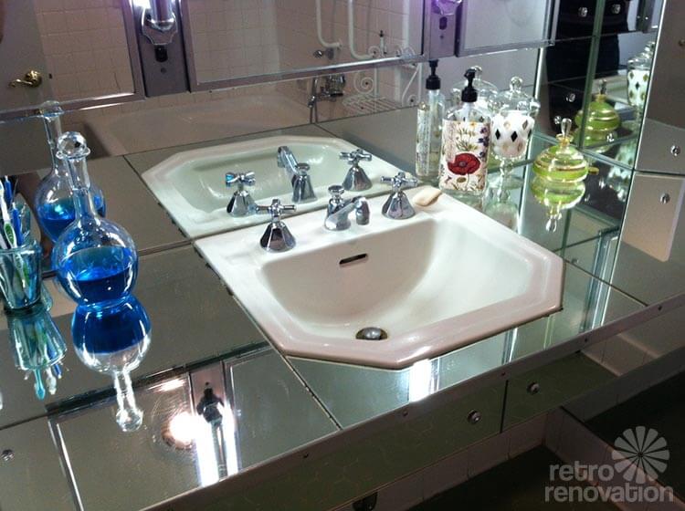 bathroom counter top made with mirror
