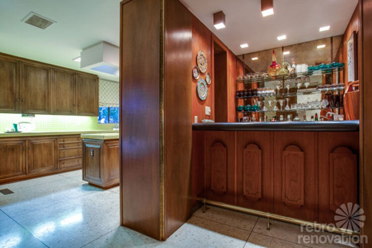 built in bar off of a kitchen