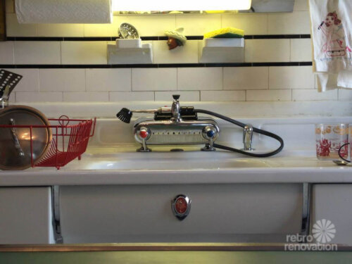 vintage dishmaster faucet in cullen meyer's apartment