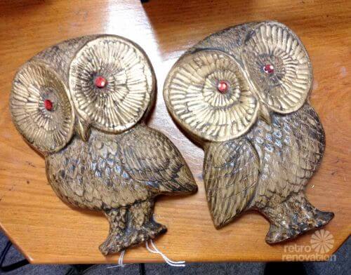vintage owl plaques