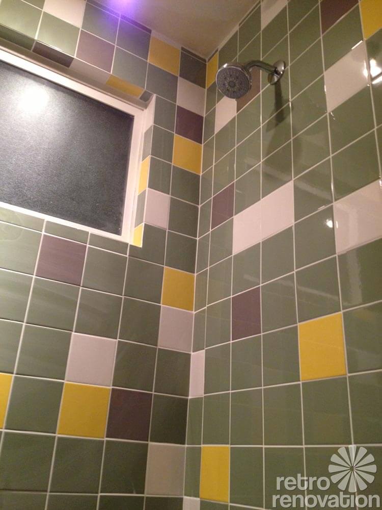 green tile in the shower