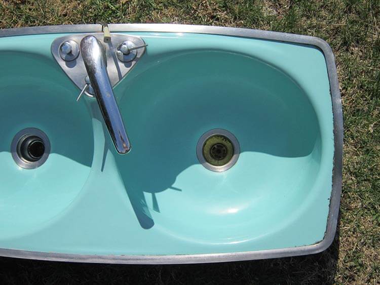 turquoise kitchen sink