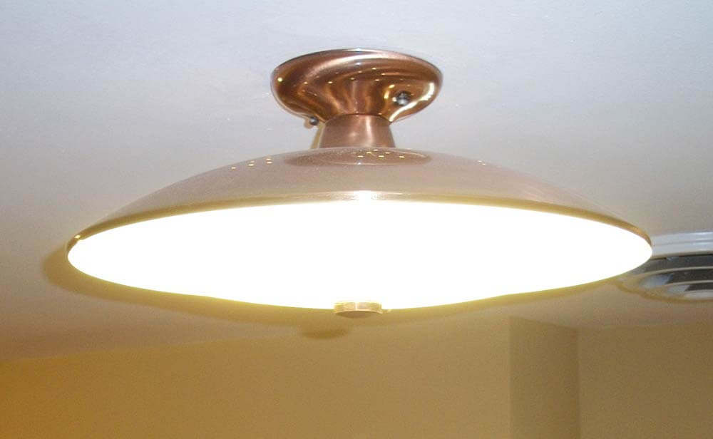 copper ceiling light from the 1960s