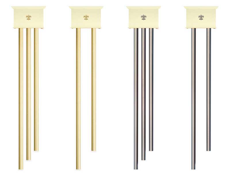 different chimes and finishes for mid century style long chime doorbells