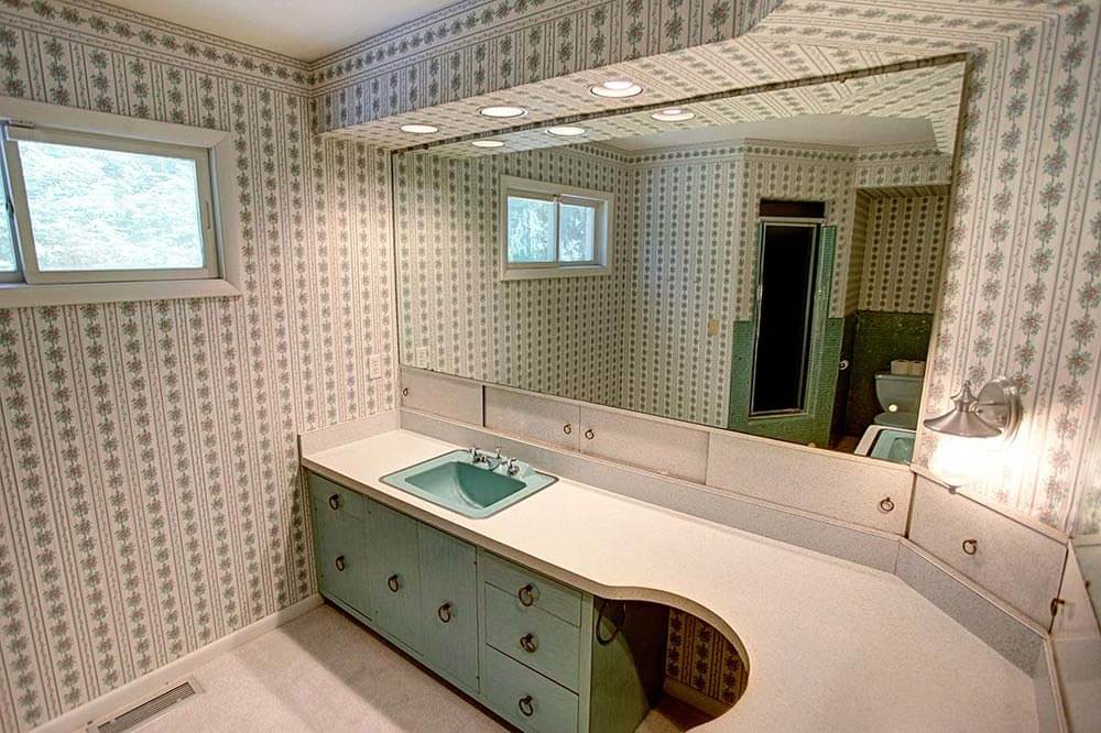 bathroom with hidden storage 