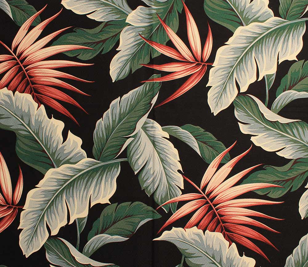11 tropical leaf print barkcloth fabrics in 31 colorways - Retro Renovation