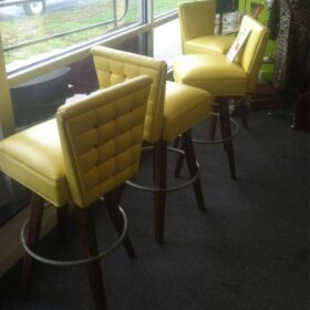 vintage bar stools flower power yellow