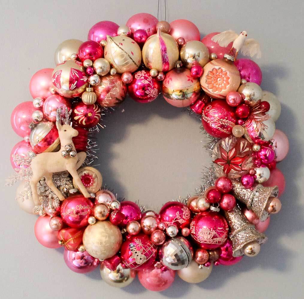 Pink ornament Christmas wreath