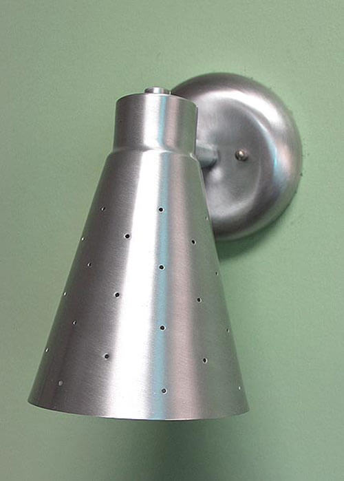 ALUMINUM CONE SCONCE LIGHT MID CENTURY 50's EAMES MID CENTURY MODERN MADE IN USA 
