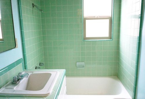 vintage mint green bathroom