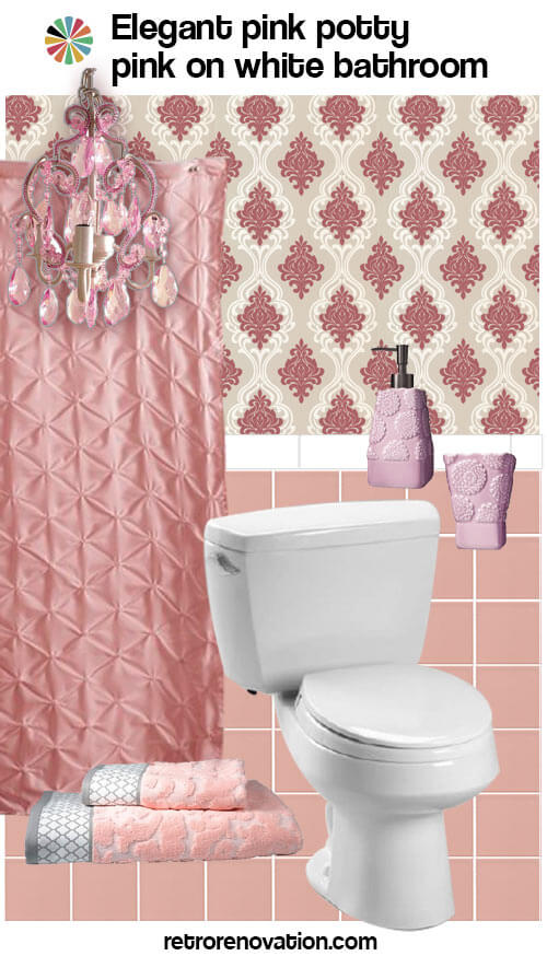 vintage pink and white bathroom