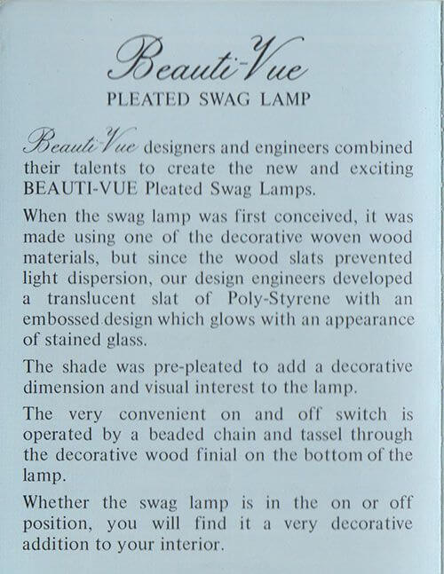 1970s swag lamp