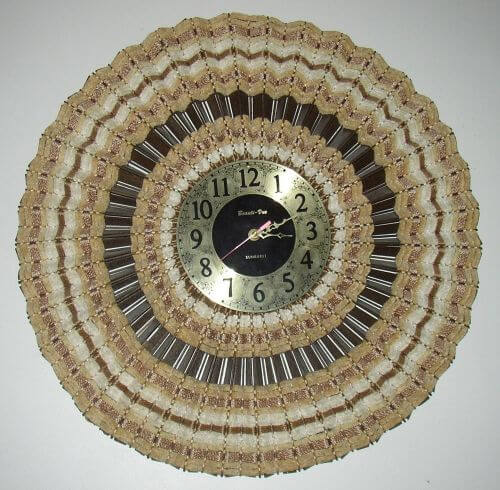 retro woven wood sunburst clock