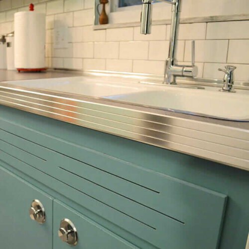 Stainless steel metal edging for your laminate countertop - Retro ...