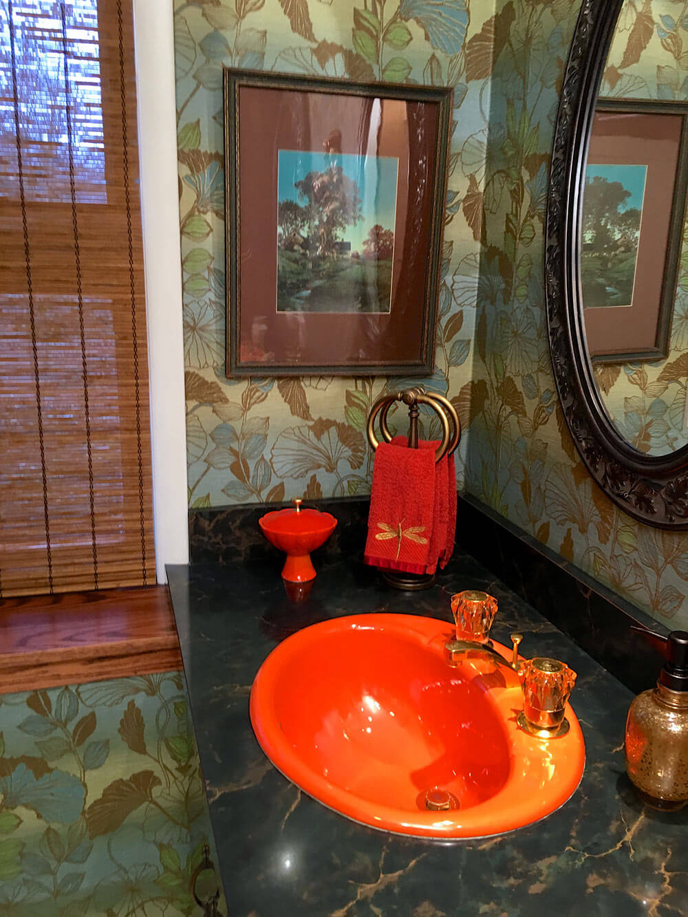 Kathy S New Old Glam Bathroom Revival Featuring An Kohler Fresh Green Receptor Tub And World Of Tile Tile Retro Renovation