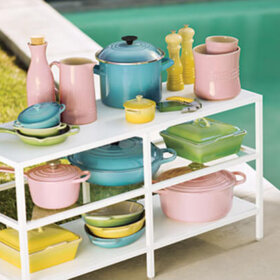le creuset cookware in pastel colors