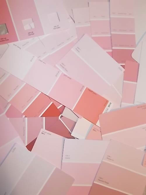 pink paint swatches for a pink bathroom