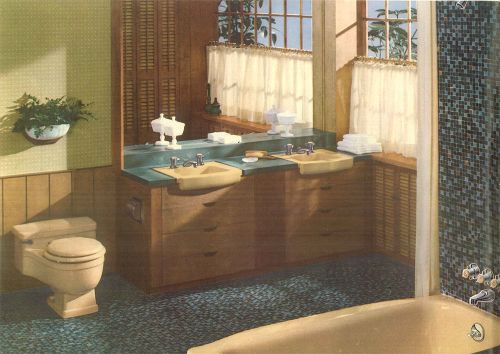 vintage beige bathroom