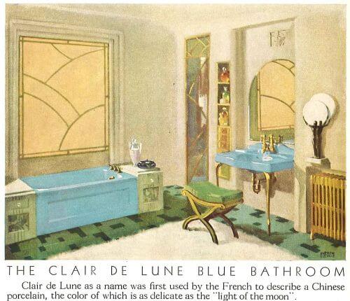 vintage blue bathroom