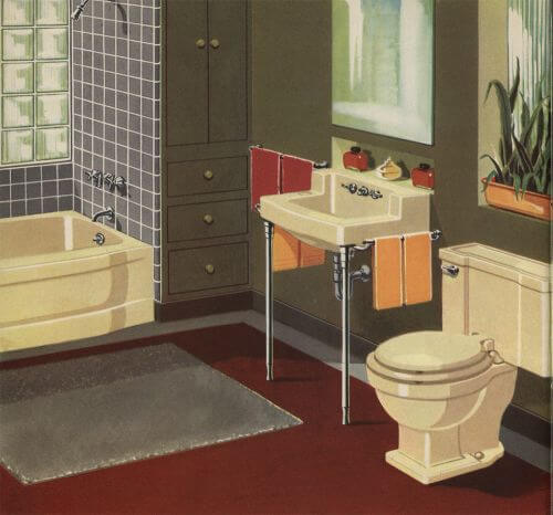 mid century Ivory Bathroom