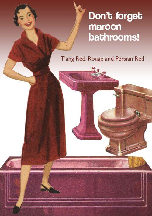 vintage burgundy bathroom
