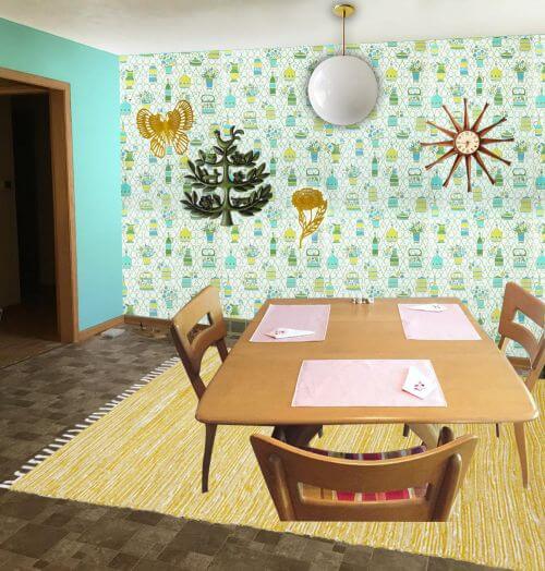 midcentury-wallpaper-dining-area