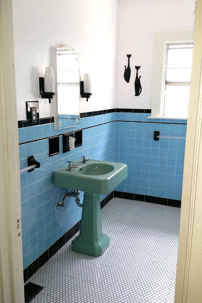 Laura & Tim's beautiful blue bathroom remodel - Retro ...