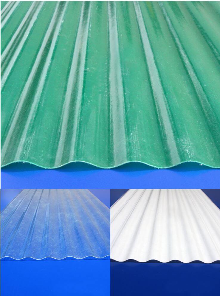 Old-fashioned corrugated fiberglass panels for roofing for porches