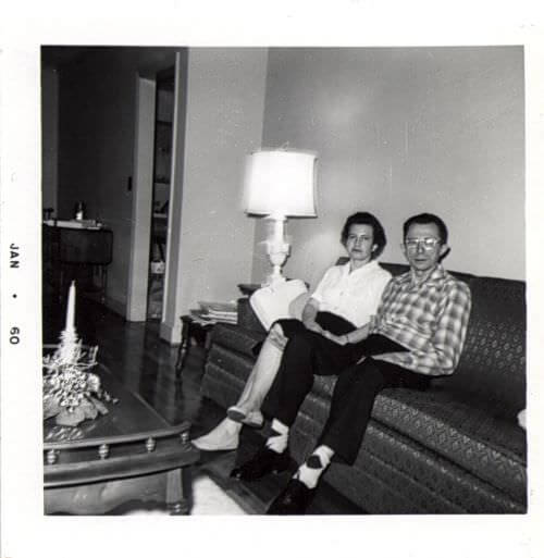 amy's grandmother and grandfather in their house in 1960