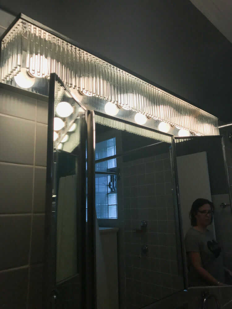 vintage bathroom light with prisms
