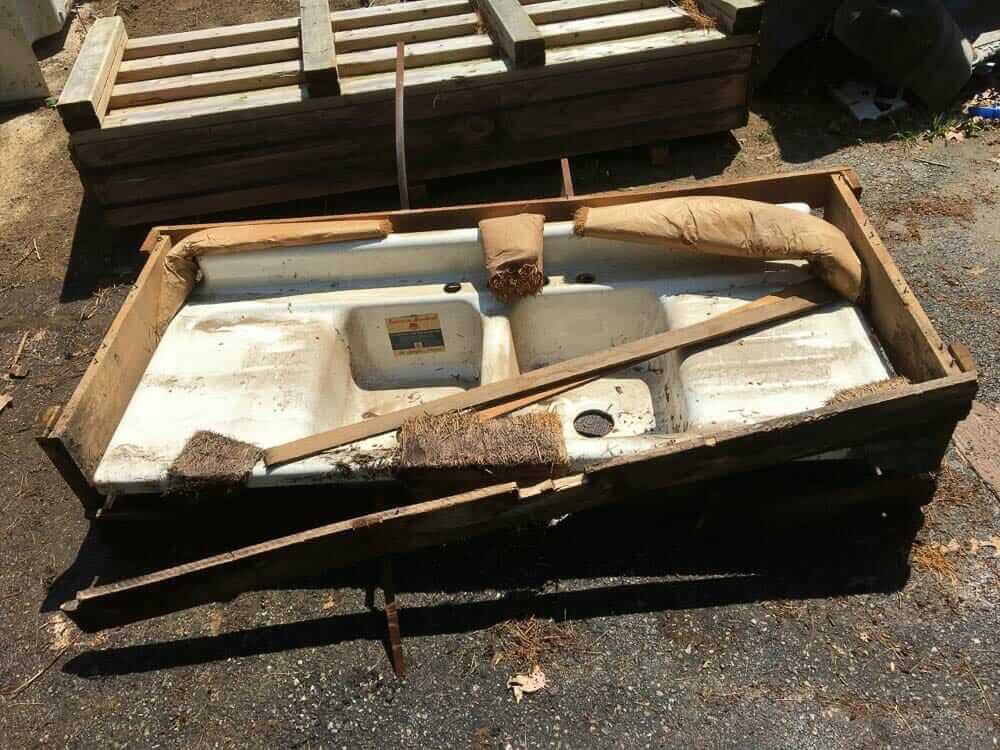 vintage kitchen drainboard sink in original crate